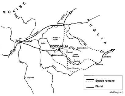 Planimetria della Valle dell’Ufita con l’ubicazione di Fioccaglia 
